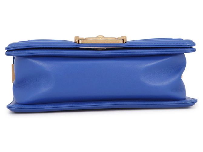 Borsa a tracolla Chanel Boy Small Matelassé Blu - vista 3
