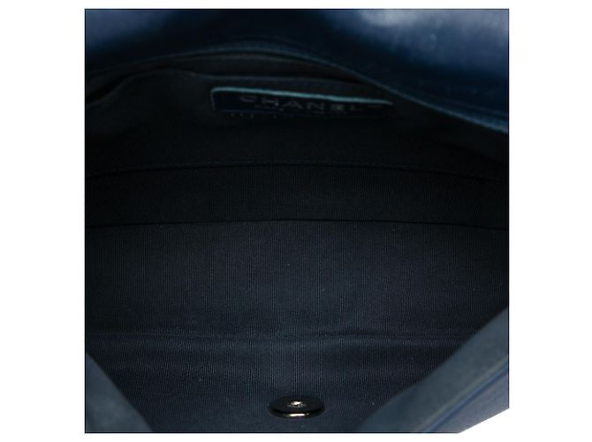 Chanel Blue Medium Quilted Lambskin and Metallic Trim Elementary Chic Flap Blu navy - vista 4