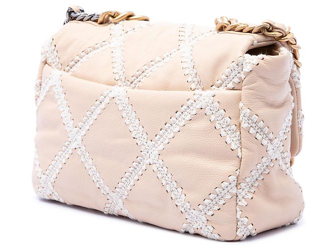 Chanel Beige Large Crochet Calfskin 19 Flap - vista 2