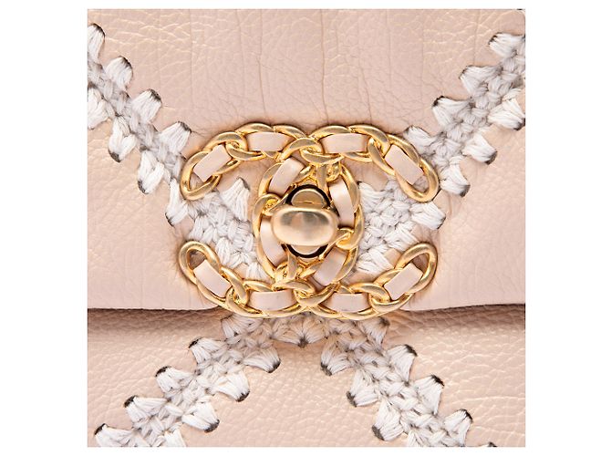 Chanel Beige Large Crochet Calfskin 19 Flap - vista 5