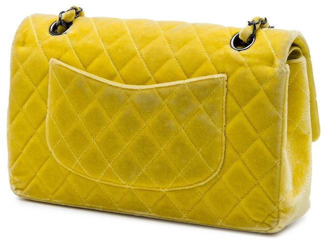 Chanel Giallo Medium Classic Velvet Double Flap - vista 2