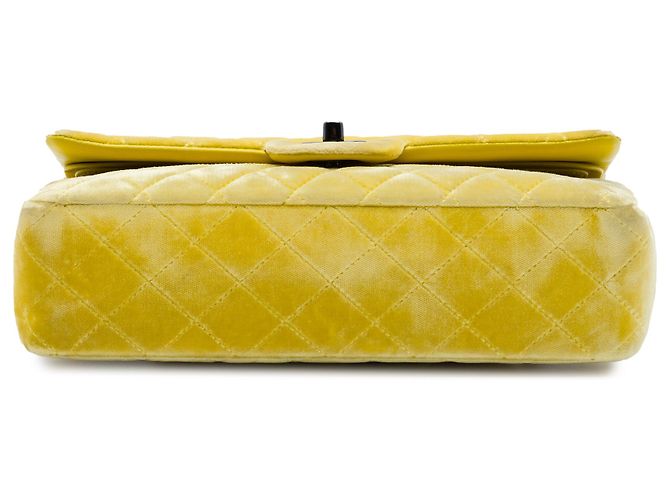 Chanel Giallo Medium Classic Velvet Double Flap - vista 3