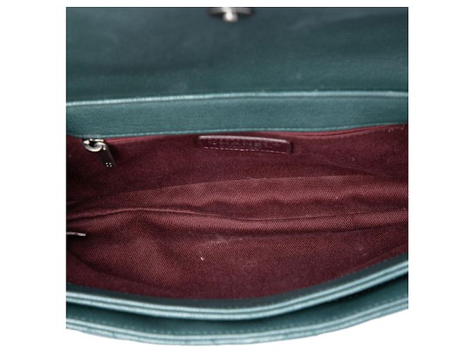Chanel Green Medium Quilted Goatskin Perfect Edge Flap Verde Verde scuro - vista 4