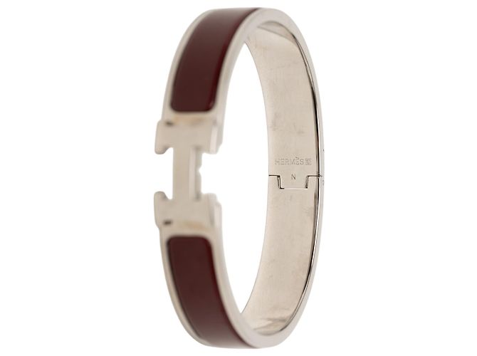 Bracciale Hermès Clic H in smalto rosso stretto PM Bordò - vista 4