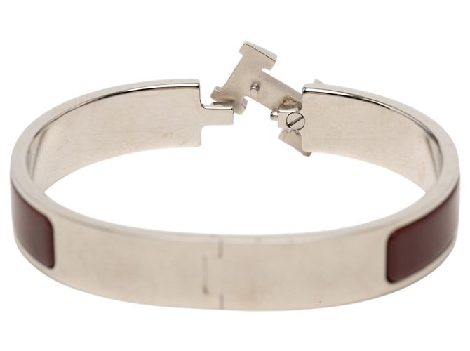 Bracciale Hermès Clic H in smalto rosso stretto PM Bordò - vista 5