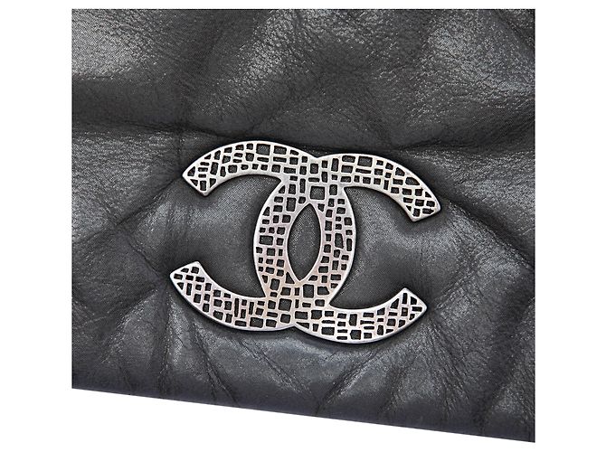 Chanel Black Iridescent Calfskin Glint Accordion Flap Nero - vista 5