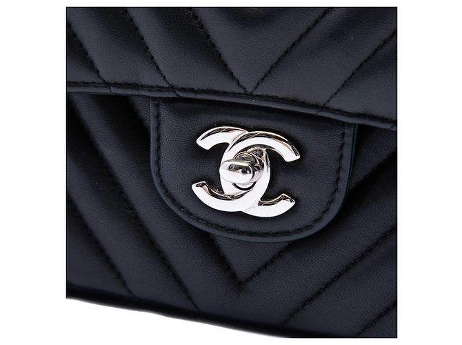 Chanel Black Medium Classic Chevron Lambskin Double Flap Nero - vista 5