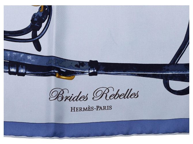 Sciarpa in seta Hermès Blue Brides Rebelles 90 Blu chiaro - vista 2