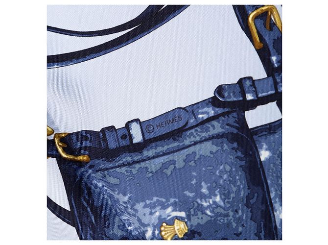 Sciarpa in seta Hermès Blue Brides Rebelles 90 Blu chiaro - vista 9