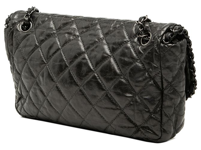 Chanel Gray Medium Quilted Metallic Aged Calfskin Chain Me Flap Marrom Cinza antracite - vista 2