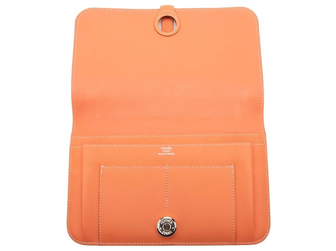 Cartera Hermès Orange Clemence Dogon Duo GM Naranja - vista 6