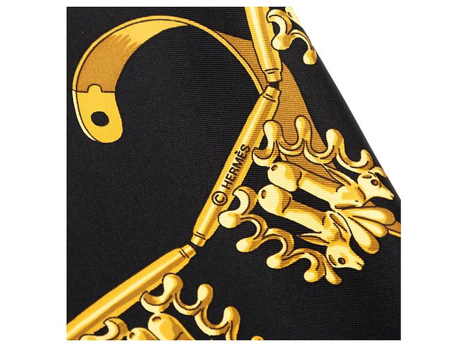 Sciarpa in seta Hermès Black Les Cavaliers d Or 90 Nero - vista 6