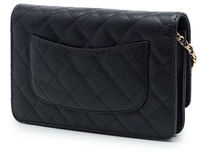 Wallet On Chain Portafoglio Chanel Black CC Quilted Caviar con catena Nero - vista 2
