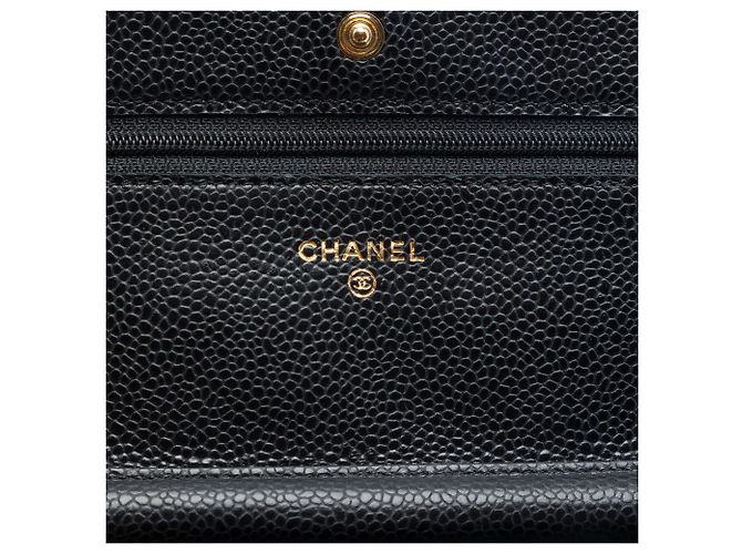 Wallet On Chain Portafoglio Chanel Black CC Quilted Caviar con catena Nero - vista 5