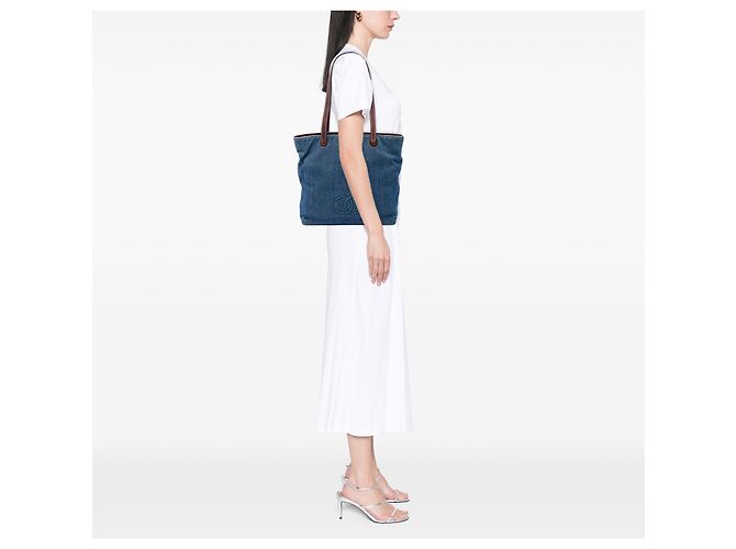 Chanel Blue CC Denim Tote Blau - Ansicht 6