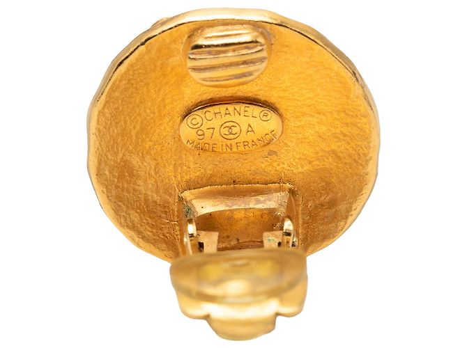 Orecchini Chanel Gold CC placcati oro tondi con clip D'oro - vista 3