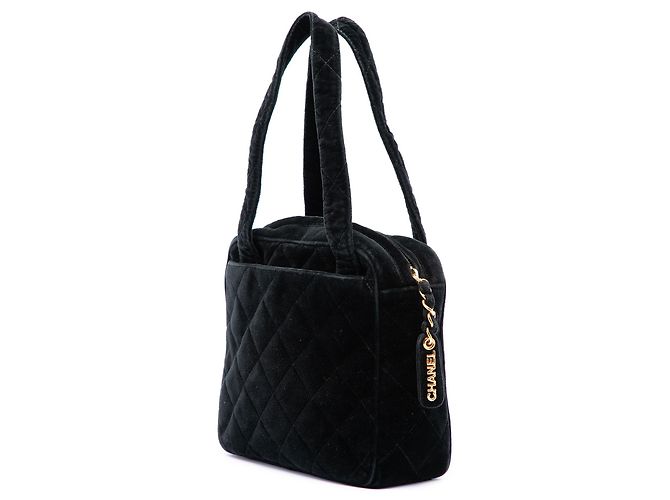 Chanel Black CC gesteppte Samttasche Schwarz - Ansicht 2