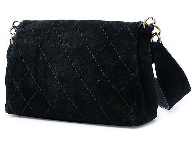 Bolsa de ombro Chanel Black CC em camurça acolchoada Preto - vista 2