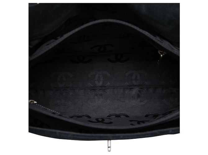 Bolsa de ombro Chanel Black CC em camurça acolchoada Preto - vista 4