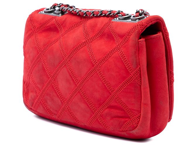 Chanel Rot Irisierend Kalbsleder Diamond Stitch Flap - Ansicht 2