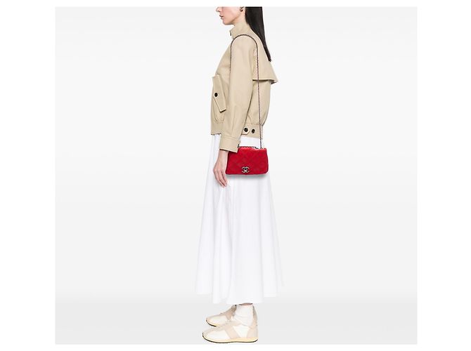 Chanel Rot Irisierend Kalbsleder Diamond Stitch Flap - Ansicht 6