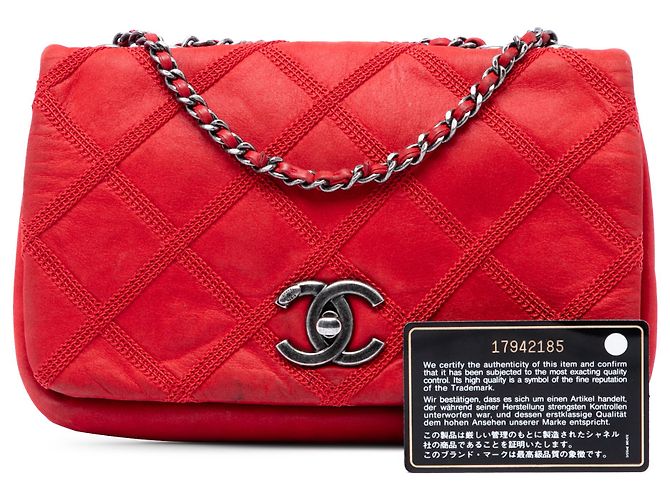 Chanel Rot Irisierend Kalbsleder Diamond Stitch Flap - Ansicht 7
