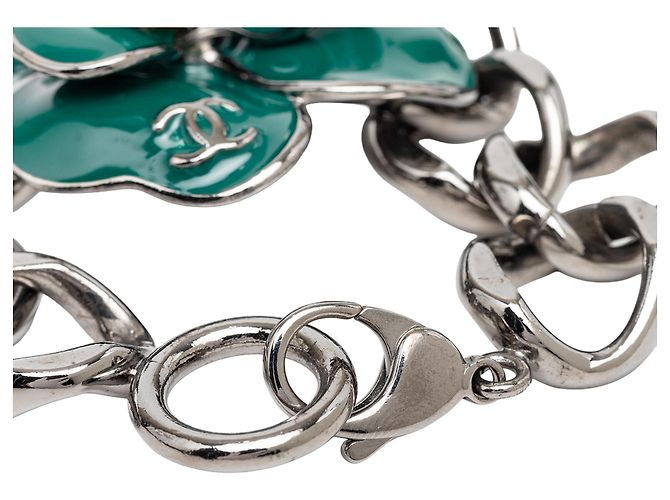 Bracciale a catena Camellia in ottone CC nero, rutenio ed smalto Chanel Verde scuro - vista 6