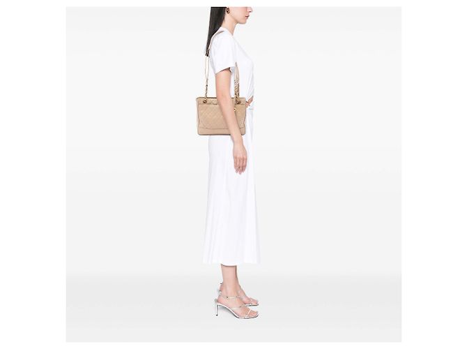 Chanel Beige CC Quilted Lambskin Coco Ball Chain Shoulder Bag - view 6