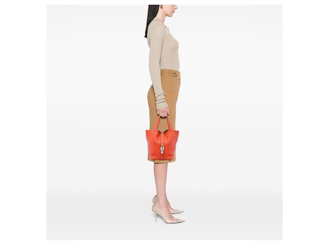 Hermès Orange Clemence Picotin Lock 18 Arancione - vista 5