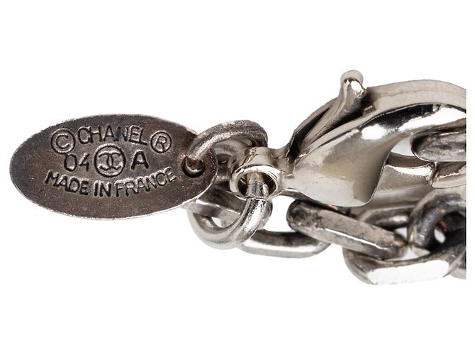 Collana con pendente Chanel Silver CC in ottone e smalto - vista 3
