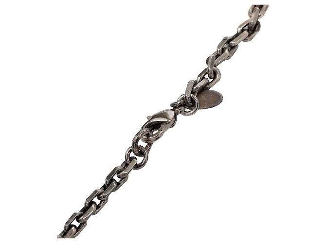 Collana con pendente Chanel Silver CC in ottone e smalto - vista 4