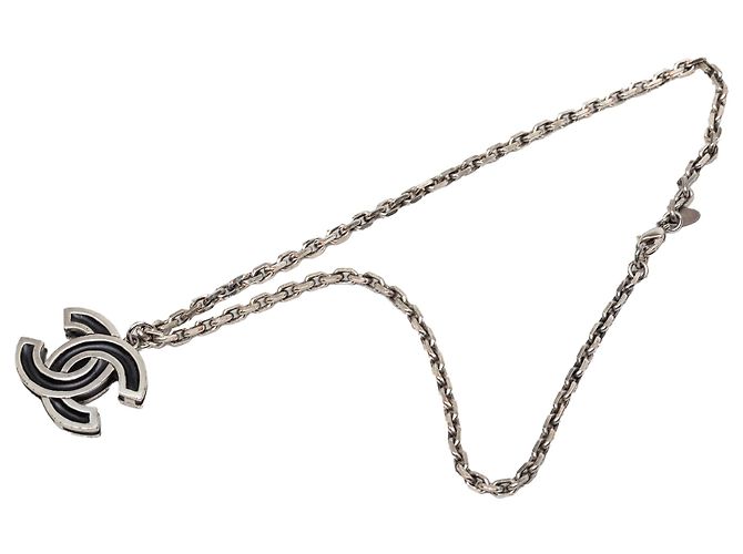 Collana con pendente Chanel Silver CC in ottone e smalto - vista 5