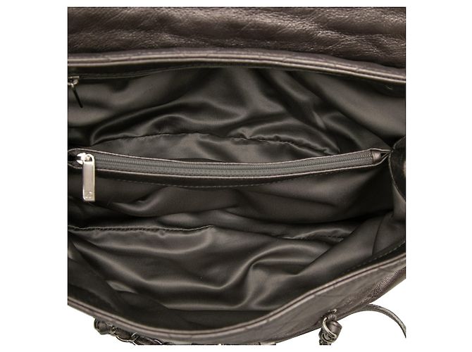 Chanel Flap Sharpei em pele de cordeiro metalizada acolchoada cinza Marrom - vista 4