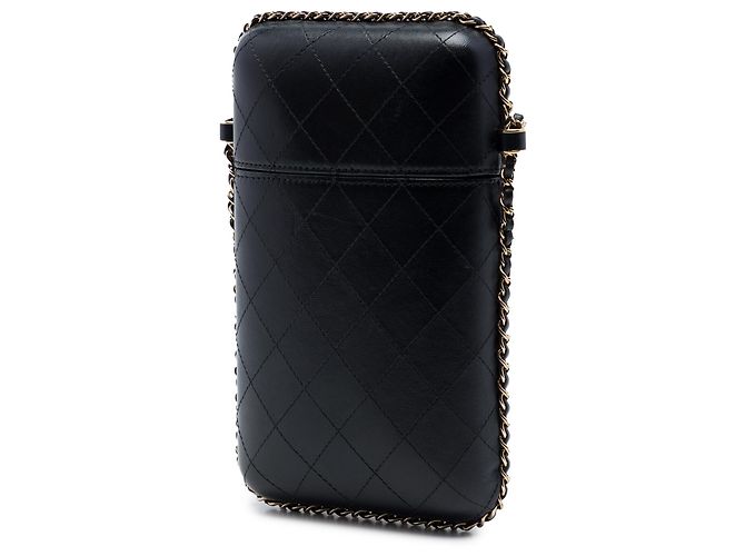 Chanel Black CC gestepptes Lammleder mit Kette Handyhalter Schwarz - Ansicht 2