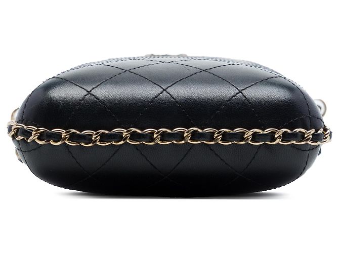 Chanel Black CC gestepptes Lammleder mit Kette Handyhalter Schwarz - Ansicht 3