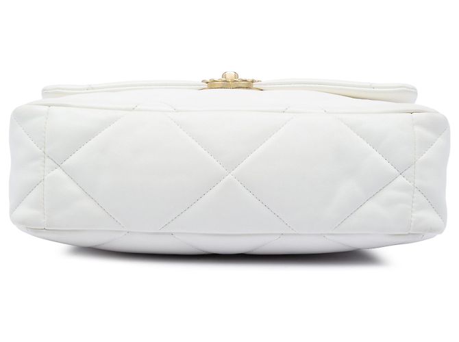 Chanel White Large Lambskin 19 Flap Bianco - vista 3