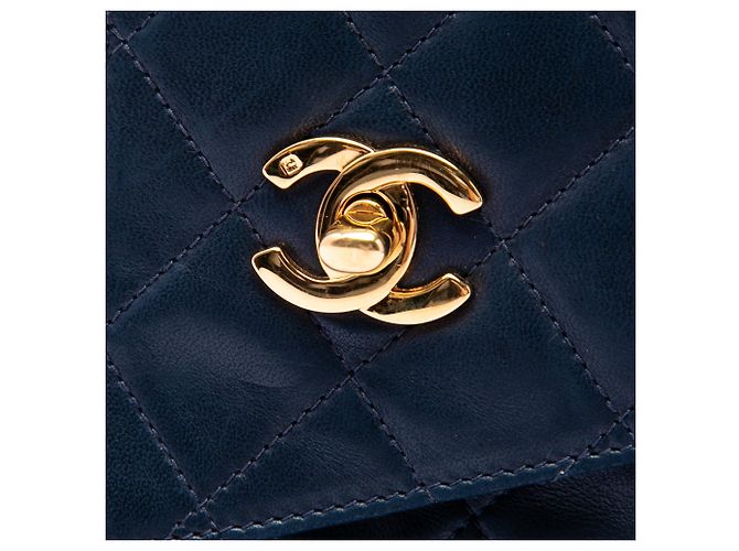 Chanel Blue CC gesteppte Lammfell Camera Bag mit Quaste Blau Marineblau - Ansicht 5