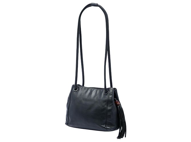 Borsa a tracolla Chanel Black CC in agnello con nappa e nappa Nero - vista 2