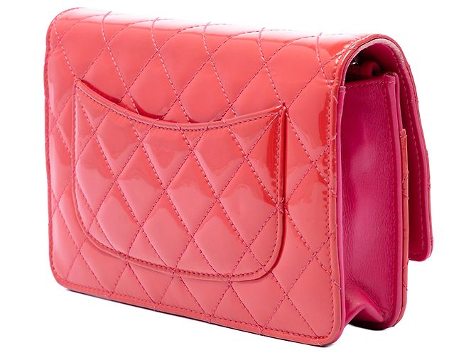 Wallet On Chain Portafoglio con catena Chanel Red Bicolor Classic in vernice Rosso - vista 2