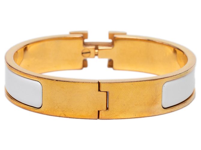 Bracciale Hermès Clic H in smalto bianco stretto PM - vista 3