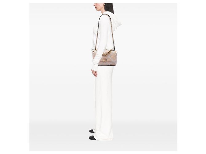 Chanel Beige Large Crochet Calfskin 19 Flap - vista 6