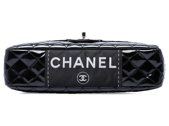 Chanel Black Medium Quilted Patent Secret Label Flap Nero - vista 3