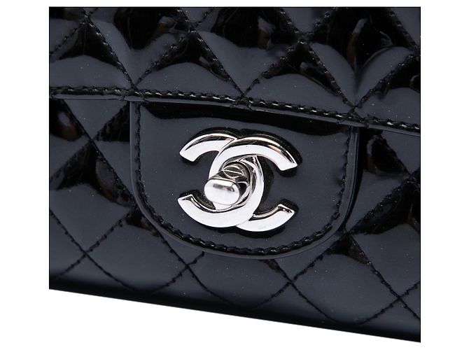 Chanel Black Medium Quilted Patent Secret Label Flap Nero - vista 5