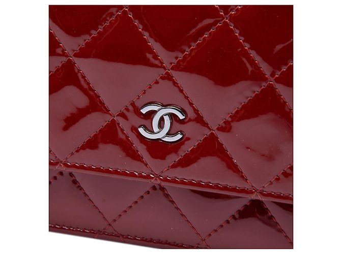 Chanel Red CC gesteppte Lackleder Wallet on Chain Rot Bordeaux - Ansicht 5