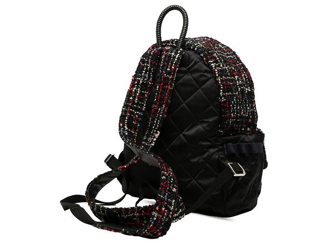 Zaino Chanel Black Quilted Nylon and Tweed Astronaut Essentials Nero - vista 2