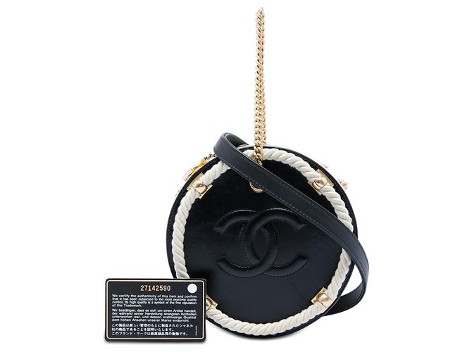 Borsa rotonda En Vogue in pelle di vitello stropicciata nera Chanel Nero - vista 6