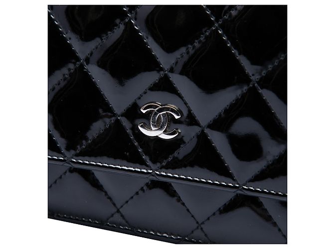 Chanel Black CC gesteppte Patentleder Wallet On Chain Schwarz - Ansicht 5