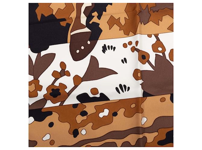 Sciarpa in seta Hermès Brown Les Dix Cavaliers 90 Marrone - vista 4