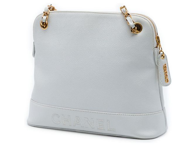 Borsa a Spalla Chanel White Caviar Logo Chain Bianco Bianco sporco - vista 2