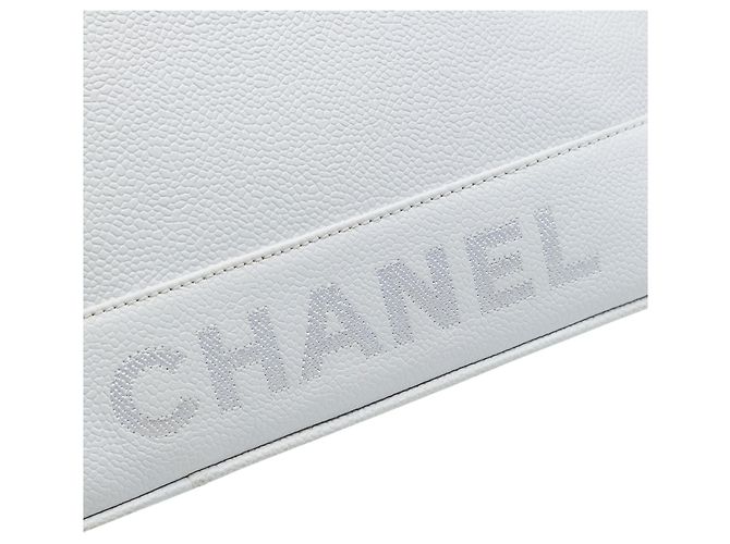 Borsa a Spalla Chanel White Caviar Logo Chain Bianco Bianco sporco - vista 5